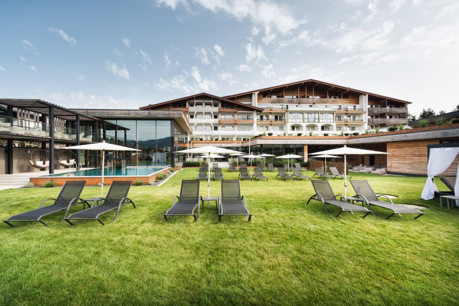 View from the garden on the hotel Rosenalp in Oberstaufen, Allgäu